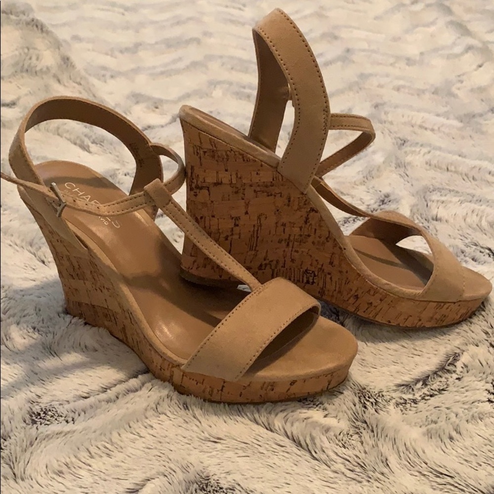 Tan wedge heels